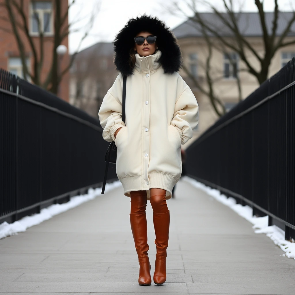 Pull beige oversized torsadé